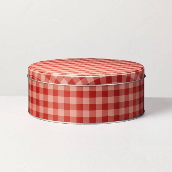 Hearth & Hand Traditional Gingham Christmas Gift Small Tin - Picture 2 of 5